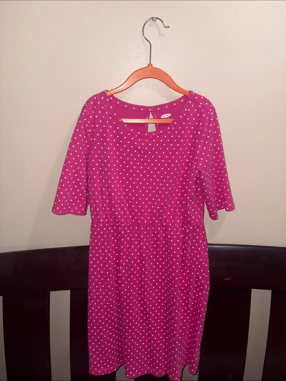 Old Navy Fuchsia Pink Polka Dot Casual Dress